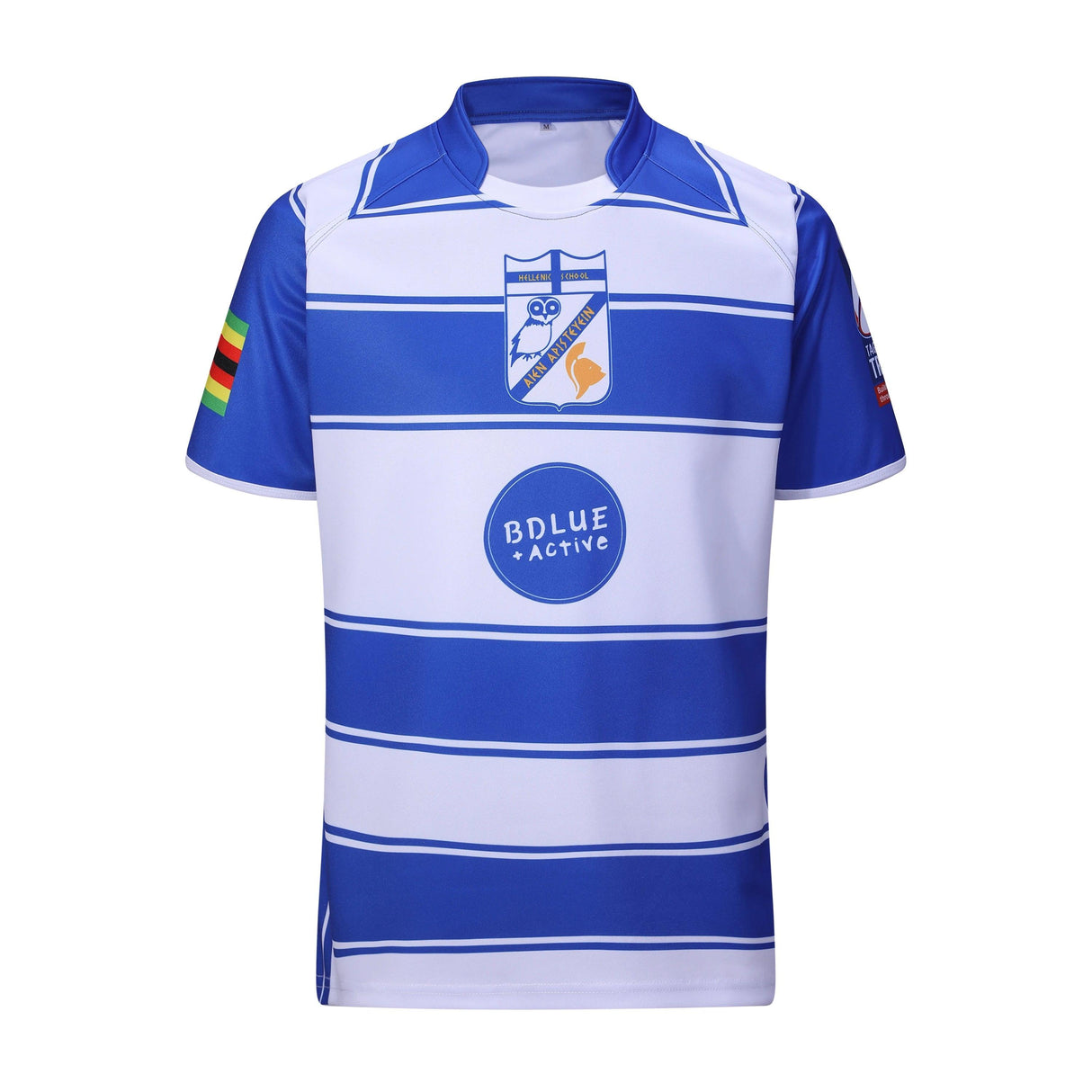 Dblue neu eingetroffen Polo-Stil Custom Rugby Shirt Männer Traditionelle Streifen Strick Badge Leaver Rugby Jersey für männer team 