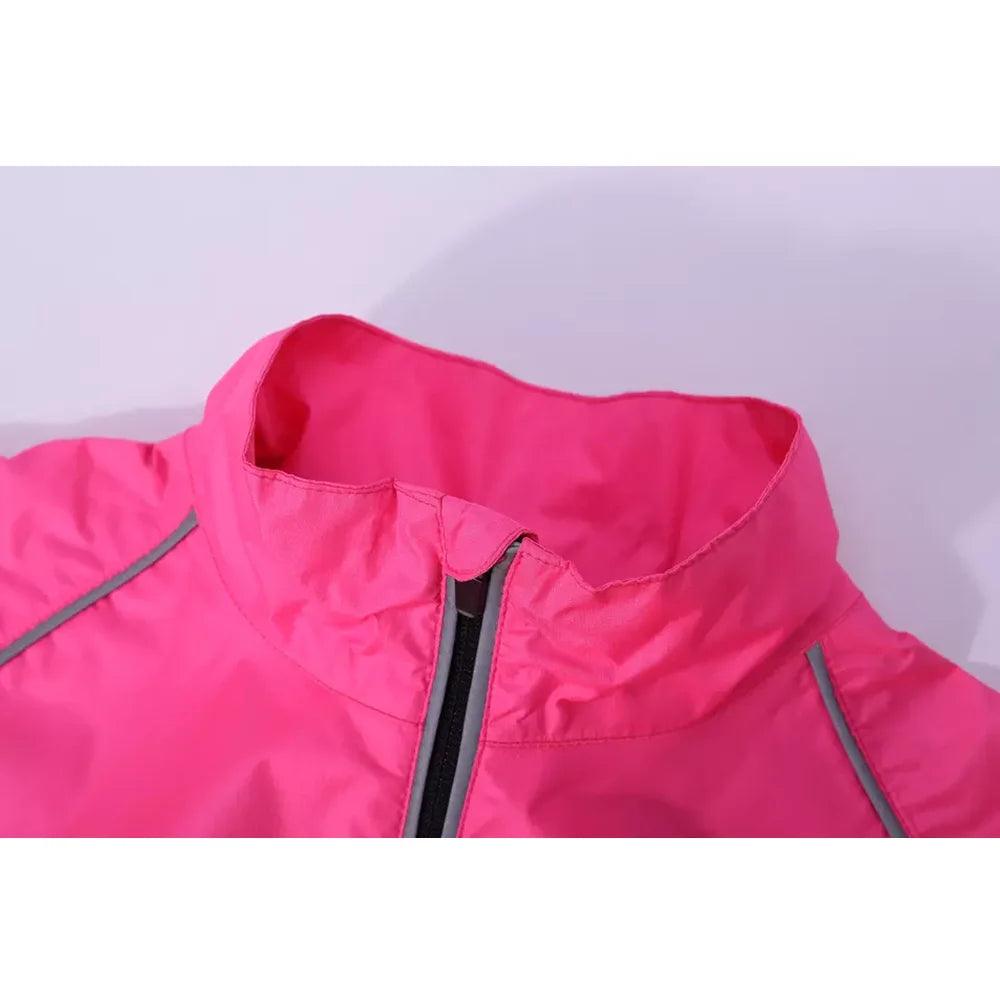 Best Quality Plain Pink Color Mesh Lining Bicycle Shirt Women Windproof Reflective Cycling Jacket