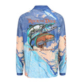 Men Long Sleeve Custom Recycled Fabric Polyester Fishing Shirt Sublimation Print UV Sun Protection