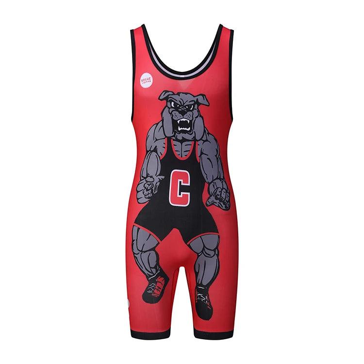 Wholesale custom sublimation cartoon pattern professional race polyester wrestling singlets