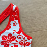 Hot selling custom flower pattern sublimation full printed dyed fabric racer back elastic band yoga sports bra for women