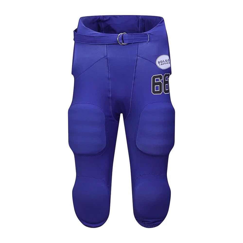 Pantalones deportivos de fútbol americano con cintura elástica y rodilleras para hombre con almohadillas para muslos semirrígidas y talle alto 