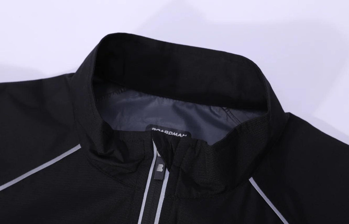 Chaqueta de invierno impermeable y resistente al viento con costuras reflectantes y sellada, totalmente negra, para ciclismo que mantiene el calor 