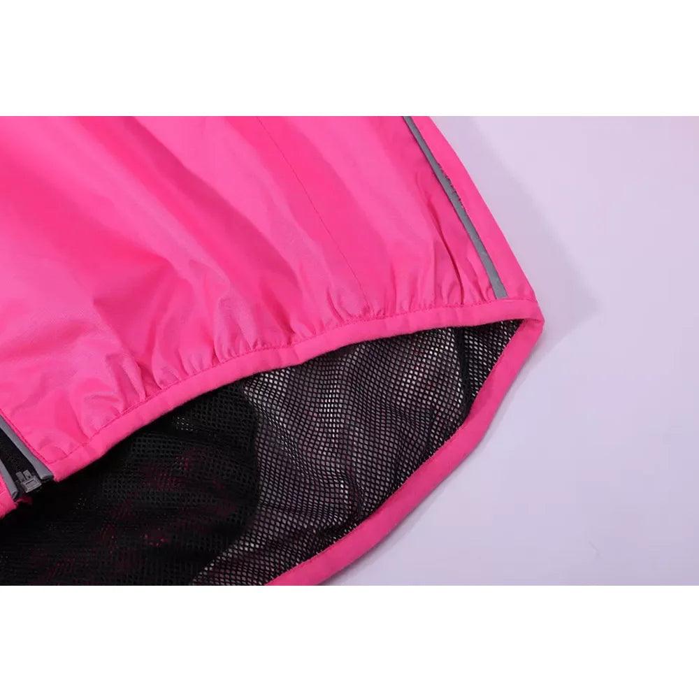 Camisa de ciclismo con forro de malla de color rosa liso de la mejor calidad para mujer, chaqueta de ciclismo reflectante a prueba de viento 