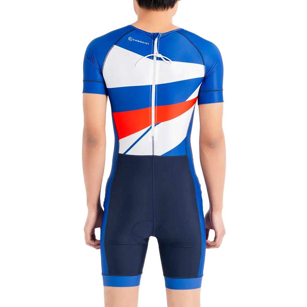 Traje de triatlón con logotipo personalizado, transpirable, reciclado y con cinta antideslizante, estilo cremallera trasera y estricto control de calidad 