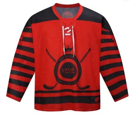 Heißer Verkauf Rot Farbe Sublimation Eishockey Full Mesh Atmungsaktiv Schnell Trocknend Eishockey Uniform 