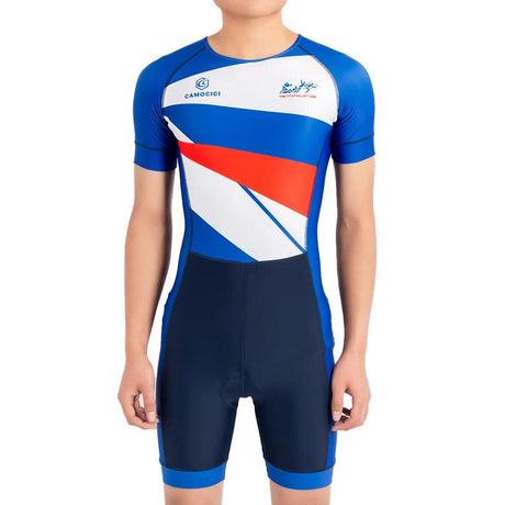 Traje de triatlón con logotipo personalizado, transpirable, reciclado y con cinta antideslizante, estilo cremallera trasera y estricto control de calidad 