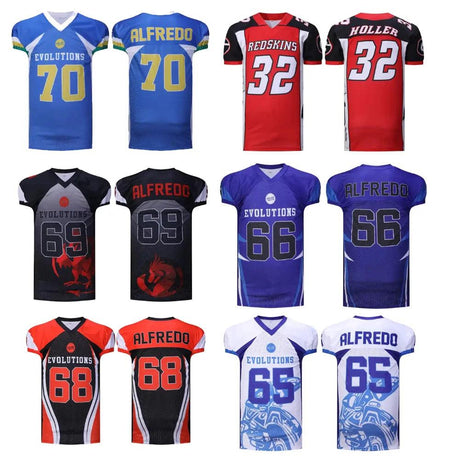 Benutzerdefinierte Jugend American Football Uniformen Tackle Twill Bestickte und sublimierte Fußballuniformen und Fußballhosen 