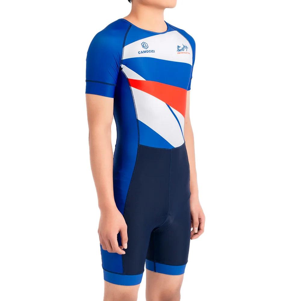 Traje de triatlón con logotipo personalizado, transpirable, reciclado y con cinta antideslizante, estilo cremallera trasera y estricto control de calidad 