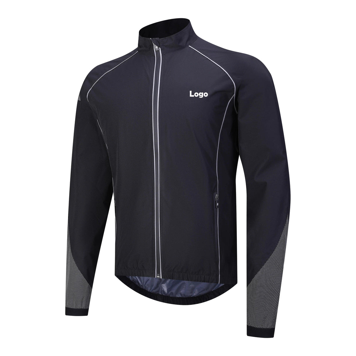 Chaqueta de invierno impermeable y resistente al viento con costuras reflectantes y sellada, totalmente negra, para ciclismo que mantiene el calor 