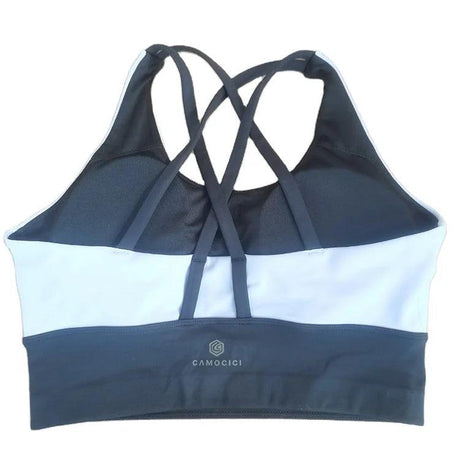 2024 Best selling custom sublimated cross back padded black white dyed fabric gym sports bra