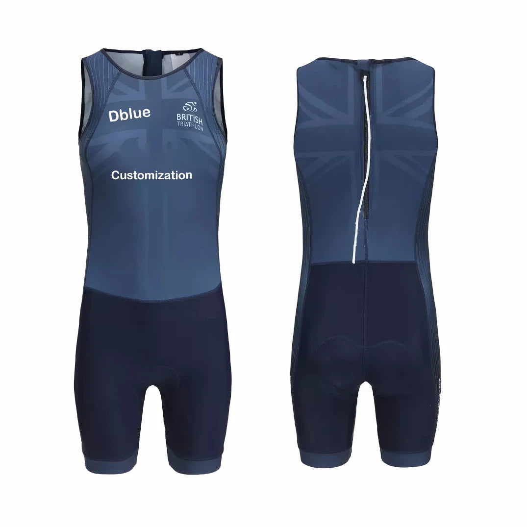 Customizable Wholesale Dark Color 100% Polyester Fabric Full Zipper Personalized Cycling Triathlon Suit