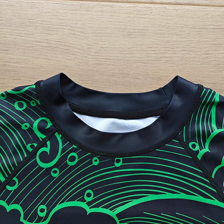 2024 Newest Green Design Your Own Sublimation MMA Manufacturer  Wholesale  Custom Printed Long Sleeves Men Rash Guard