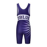 Wholesale custom sublimation blue cartoon pro plain printed vintage wrestling singlets for kids or children