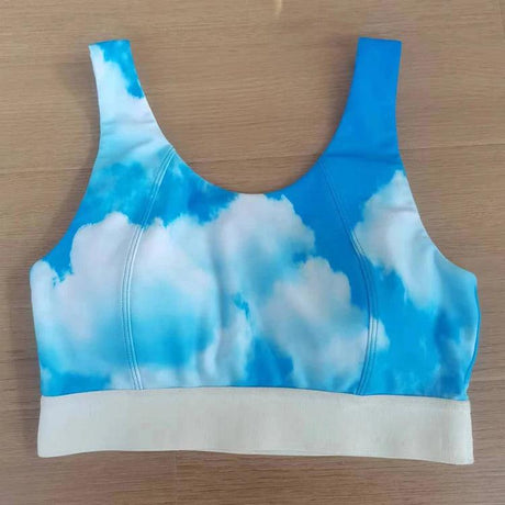 2024 High quality custom sky pattern sublimation padded gym sports top breathable bra for women