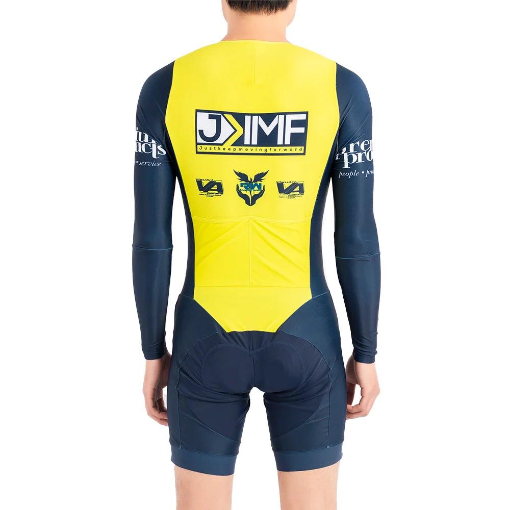 Mono de ciclismo de una pieza de manga larga con cremallera completa para adultos, traje de triatlón de alta calidad y precio competitivo de Dblue 