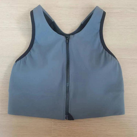 2024 Popular custom sublimation high-class racer back zipped pure grey yoga gym sports bra running crop top