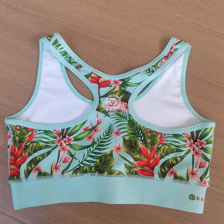 2024 Hot selling custom flower pattern sublimation high-class printed racer back elastic band yoga sports bra for women