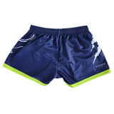 Kundenspezifisches Design Großhandel Vintage Sublimationsdruck Enganliegende Rugby-League-Shorts aus Baumwolle 