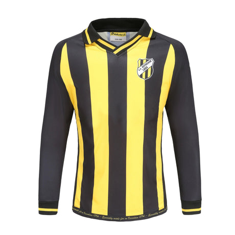 Professional Design Team Black Yellow Striped Pattern Long Sleeves Soccer Uniform Football Jerseys