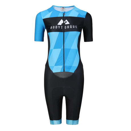 Traje de triatlón de manga corta para niña, traje de triatlón personalizado de alta calidad para carreras de triatlón, natación y carrera, Dblue 