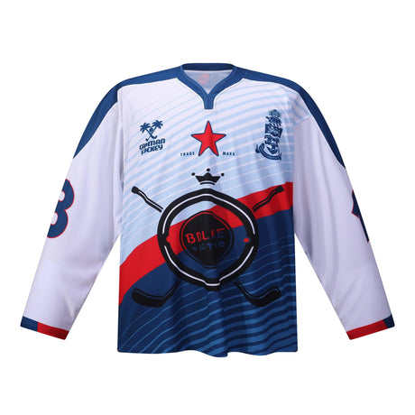 Dblue Custom OEM-genähte bestickte Hockeybekleidung, doppelseitig, wendbare Inline-Eishockeybekleidung für Herren, individuell sublimierte Eishockeybekleidung 