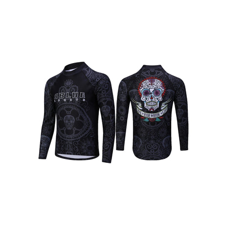 Großhandels-kundenspezifischer sublimierter voll bedruckter Kompressions-Rashguard mit Totenkopf-Aufdruck für Fitnessstudio und Sport für Männer und Frauen 