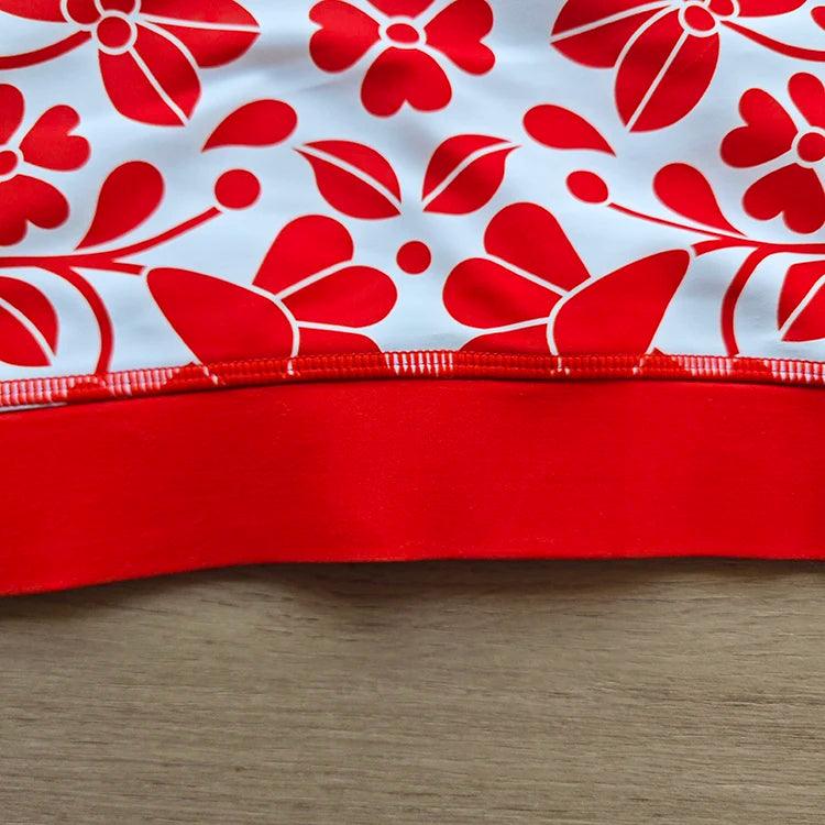 Heißer Verkauf individueller Blumenmuster-Sublimations-Volldruck gefärbter Stoff Racerback-Yoga-Sport-BH mit Gummiband für Frauen 