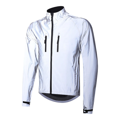 Chaqueta para bicicleta de carretera ligera, de tejido reflectante plateado, transpirable, funcional, de color liso 