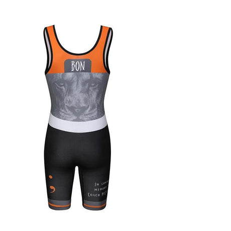 Dblue  Athletic Sublimation Printing High Quality Wear Custom Printed  Orange  Mens Wrestling Singlet Set