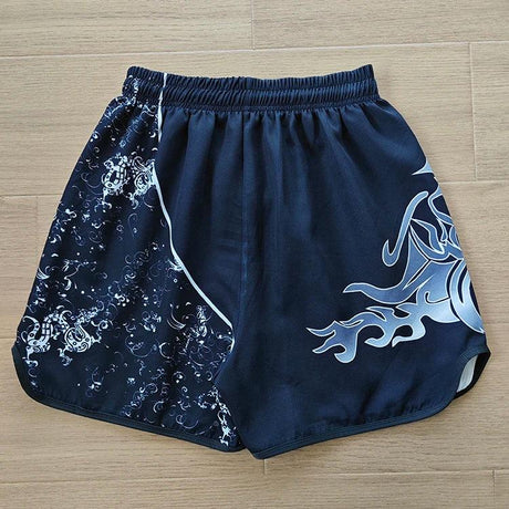 Pantalones cortos de muay thai elásticos con estampado tradicional de sublimación personalizados de gran venta para jóvenes y adultos 