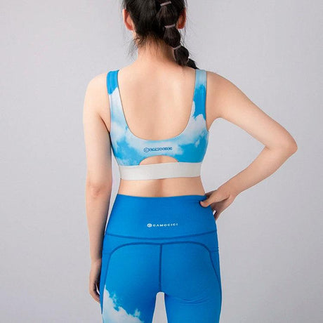 Dblue 2024 último sujetador deportivo de compresión adelgazante suave para correr, sexy y atractivo, con estampado personalizado, para mujer, fitness, azul, sujetador deportivo activo 