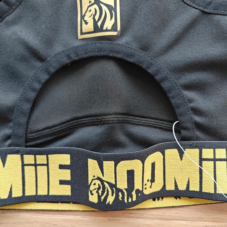 2024 Wholesale custom logo sublimated elastic band pure black golden pattern gym sports bra