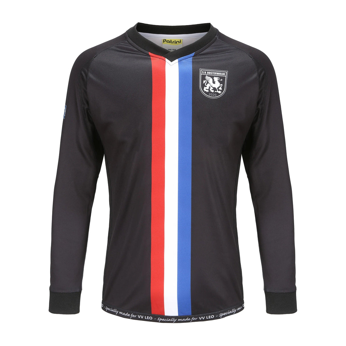 High Quality Custom Soft Polyester Fabric V-neck Long Sleeve Football Uniforms Black Soccer Jerseys