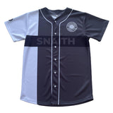 Schwarz-Weiß-Farbblockierung Vollknopf Großhandel Baseball T-Shirt für Polyester Männer Sublimation Baseball Trikots Uniform 