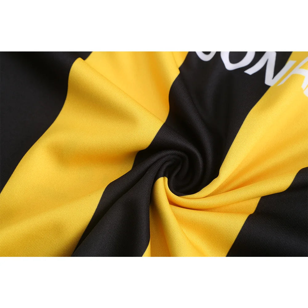 Professional Design Team Black Yellow Striped Pattern Long Sleeves Soccer Uniform Football Jerseys