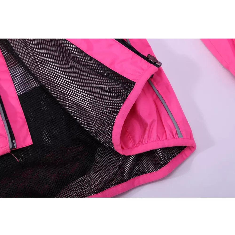 Best Quality Plain Pink Color Mesh Lining Bicycle Shirt Women Windproof Reflective Cycling Jacket