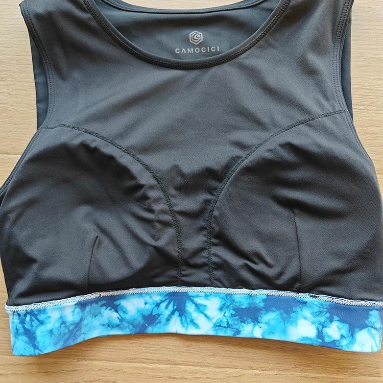 Hot selling whosale custom sublimation high quality adjustable buckle black blue matching gym sports bra for women