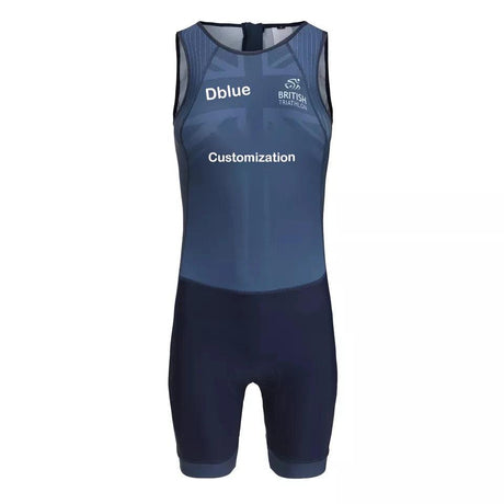 Traje de triatlón Dblue OEM de nuevo diseño, maillot de ciclismo para hombre, traje de carrera, traje de triatlón sin mangas 