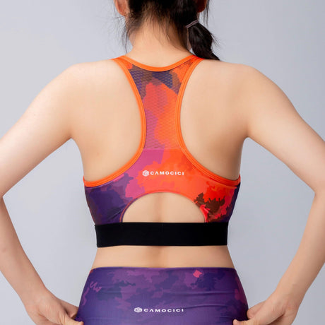 Sujetadores deportivos de compresión de secado rápido de color naranja con logotipo personalizado de Dblue para mujeres atletas 