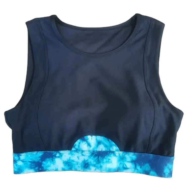 Heißer verkauf whosale custom sublimation hohe qualität einstellbare schnalle schwarz blau passenden gym sport bh für frauen 