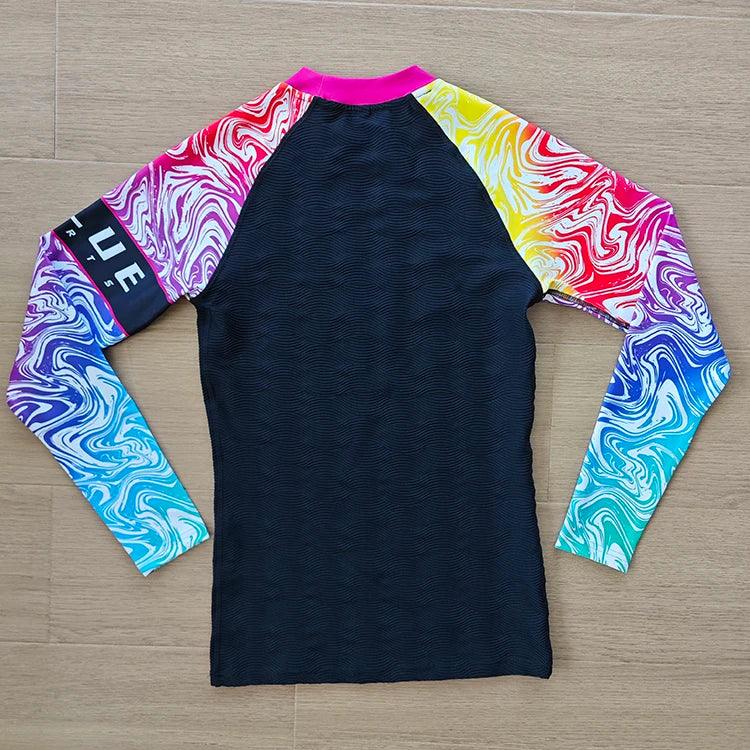 High-end custom sublimation beach swimming colorful printed baselayer professional mma gym sports rash guard