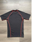 2024 Global popular wholesale custom sublimation pure black red line fitness compressing gym rash guard for unisex