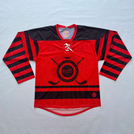 Heißer Verkauf Rot Farbe Sublimation Eishockey Full Mesh Atmungsaktiv Schnell Trocknend Eishockey Uniform 