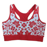 Hot selling custom flower pattern sublimation full printed dyed fabric racer back elastic band yoga sports bra for women