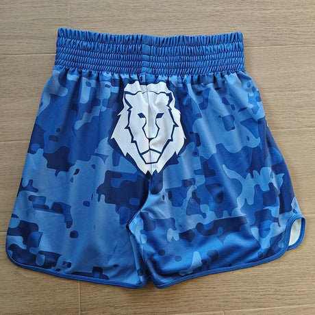 Hot Sale Kids Blue Polyester Boxing Uinform Custom Muay Thai Shorts Manufacturer For Men