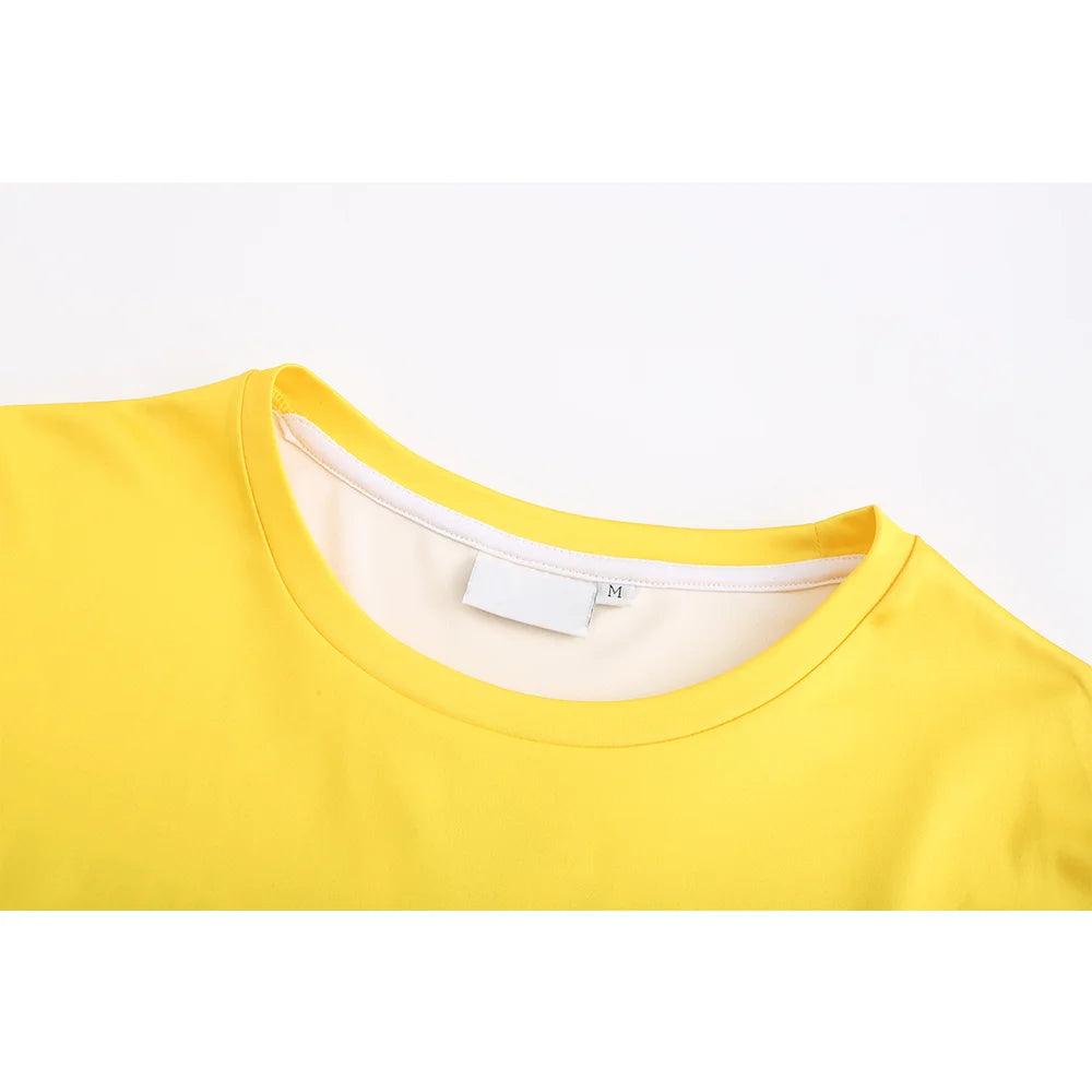 Camiseta deportiva para hombre con impresión digital en blanco, transpirable, reciclada, de color amarillo, con soporte durante 7 días y rápida prueba 