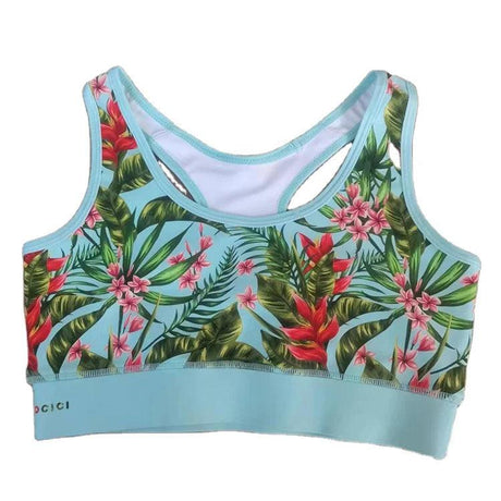 2024 Hot selling custom flower pattern sublimation high-class printed racer back elastic band yoga sports bra for women